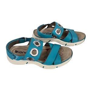 BIONICA WOMEN'S TEAL LEATHER SANDALS WITH VELCRO STRAP CLOSURE SIZE 8